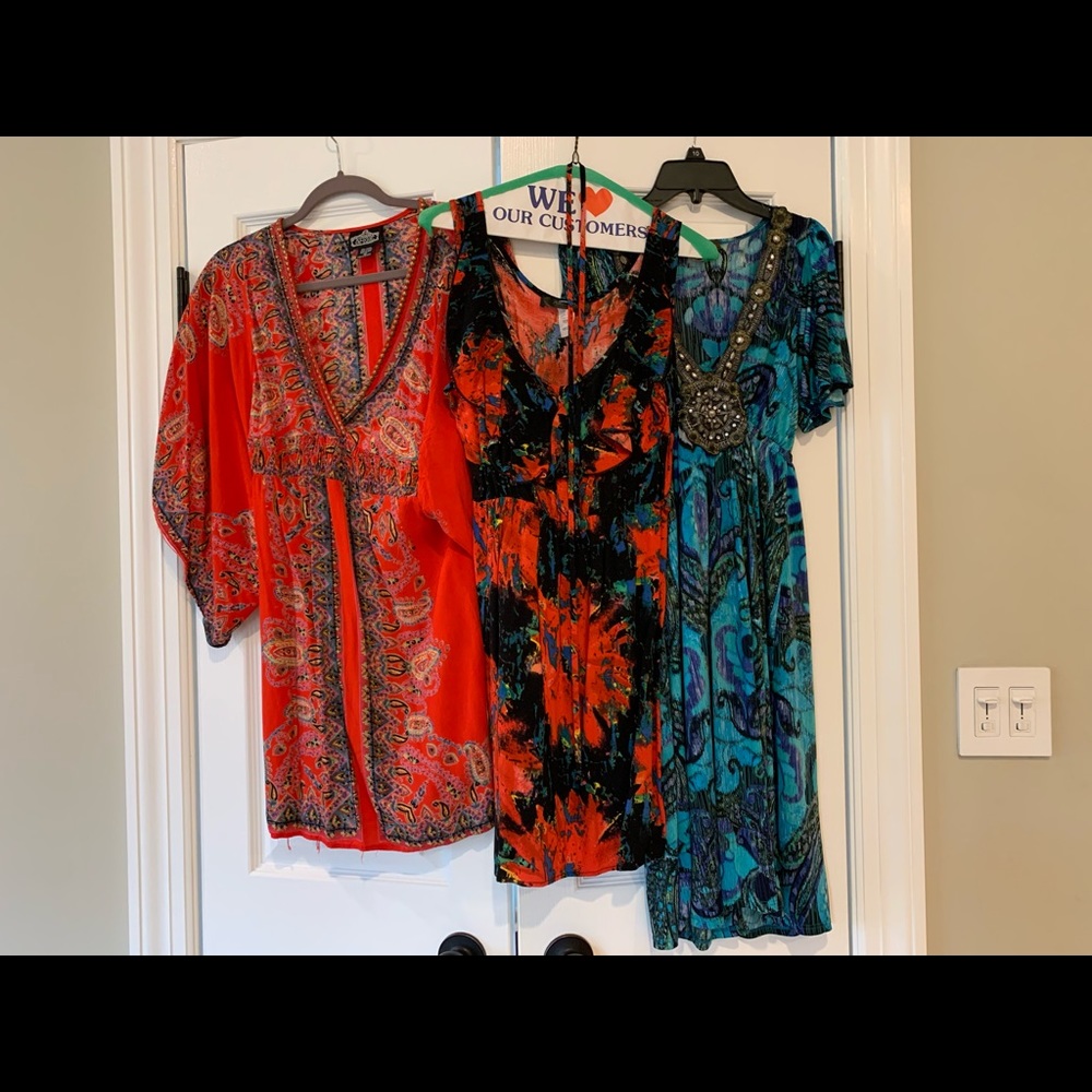 Lot of 3 colorful summer dresses size S/M